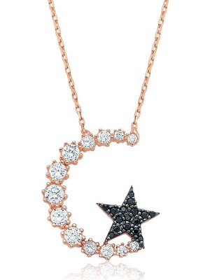 Pazarcan Gümüş Ay Yıldız Bayan Kolye