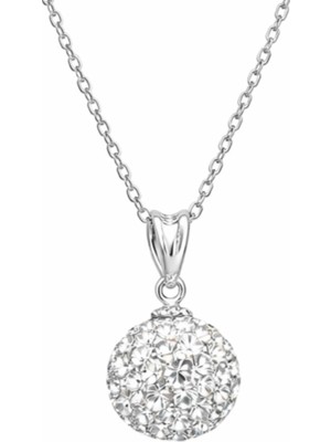 Pazarcan Gümüş Beyaz Kristal Taşlı Kadın Kolye