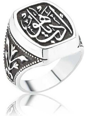 Pazarcan Gümüş Edeb Ya Hu Erkek Yüzük