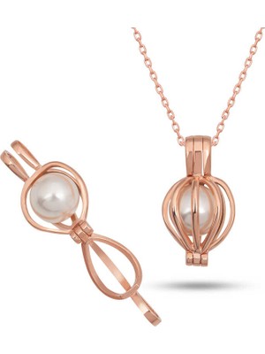 Pazarcan Gümüş Beyaz Incili Kadın Kolye