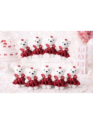 Eng Parti Dünyası 10’lu Bordo Strafor Köpük Ayı Seti – Delikli, Çubuklu Süsleme ve Hediyelik Yapımına Uygun