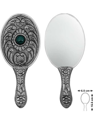 Pazarcan Gümüş Akik Taşlı El Aynası