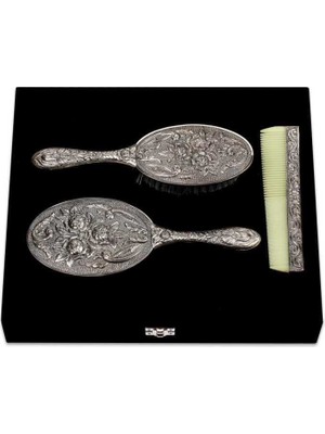 Pazarcan Gümüş Ayna Tarak Takımı - 3 Parça