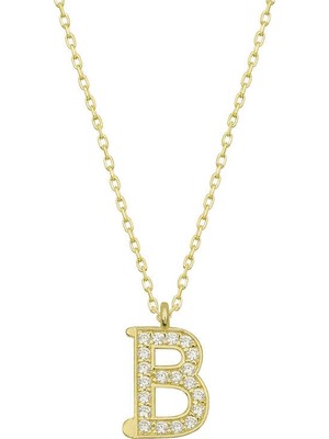 Pazarcan Gümüş Gold B Harfi Kadın Kolye