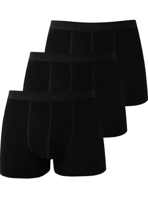 Arma Yıldız 3'lü Siyah Erkek Boxer Likralı Esnek Kumaş