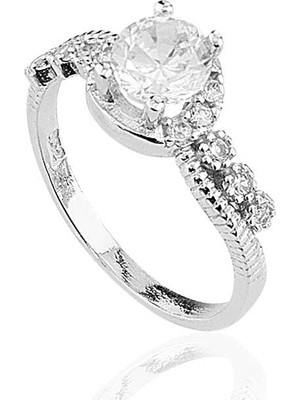 Pazarcan Gümüş Tek Taş Bayan Yüzük