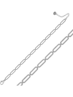 Pazarcan Gümüş Oval Taşlı Bayan Bileklik