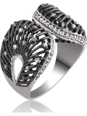 Pazarcan Gümüş Beyaz Taşlı Bayan Yüzük