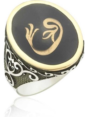 Pazarcan Gümüş Vav Harfi Erkek Yüzük