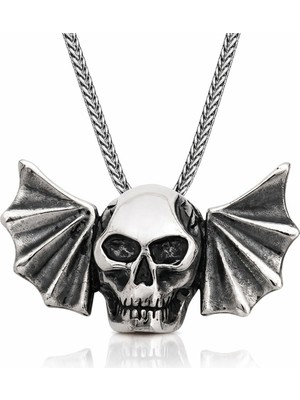 Pazarcan Gümüş Kuru Kafa Erkek Kolye