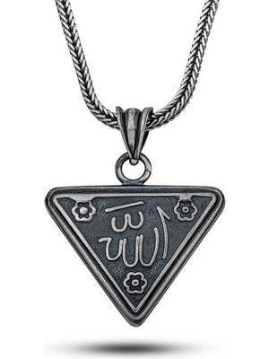 Pazarcan Gümüş Çiçek Motifli Allah Yazılı Cevşen Kolye