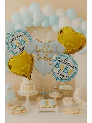 Eng Parti Dünyası Hello Baby Hoşgeldin Bebek 5’li Folyo Balon Seti Bebek Doğum Parti Süsü | Eng-45 |