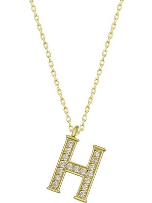 Pazarcan Gümüş Gold H Harfi Kadın Kolye