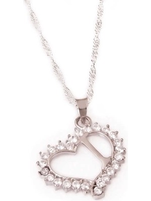 Pazarcan Gümüş I Harf Kalpli Bayan Kolye