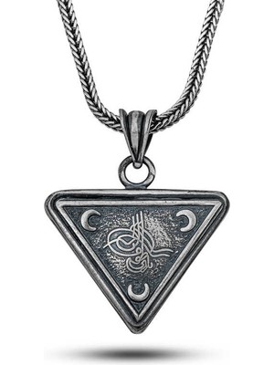 Pazarcan Gümüş Osmanlı Tuğrası Hilal Cevşen Kolye