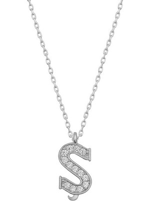 Pazarcan Gümüş Rodyum Ş Harfi Kadın Kolye