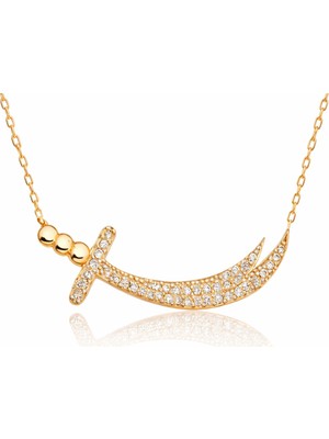 Pazarcan Gümüş Gold Zülfikar Kılıcı Kadın Kolye