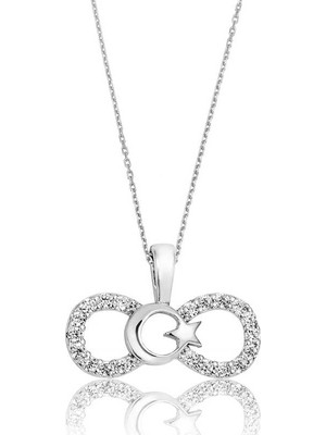 Pazarcan Gümüş Sonsuzluk Ay Yıldız Bayan Kolye