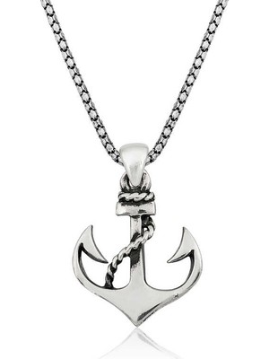 Pazarcan Gümüş Deniz Çapası Erkek Kolye