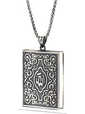Pazarcan Gümüş Içi Açılabilen Allah Yazılı Muskalık Kolye
