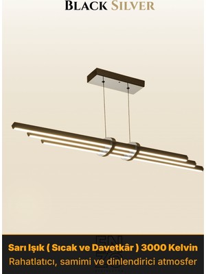 Enzo Light Cosmo Silver 4000K Lineer LED Sarkıt Avize – Kumandalı Dim Edilebilir – Aşağı Işık