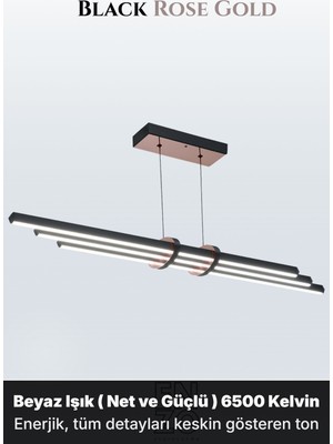 Enzo Light Cosmo Rose Gold 6500K Lineer LED Sarkıt Avize – Kumandalı Dim Edilebilir – Aşağı Işık