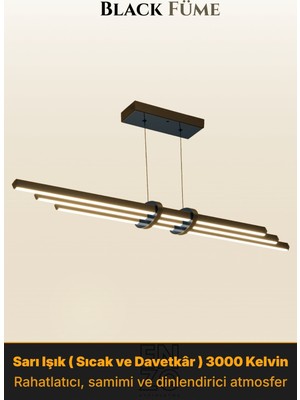 Enzo Light Cosmo Füme 6500K Lineer LED Sarkıt Avize – Kumandalı Dim Edilebilir – Aşağı Işık