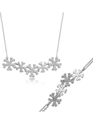 Pazarcan Gümüş Kar Taneleri Bayan Set