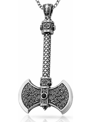 Pazarcan Gümüş Çift Taraflı Balta Kolye