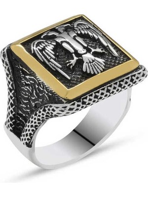 Pazarcan Gümüş Çift Başlı Kartal Erkek Yüzük