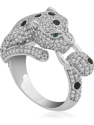 Pazarcan ​gümüş Kaplan Figürlü Bayan Yüzük