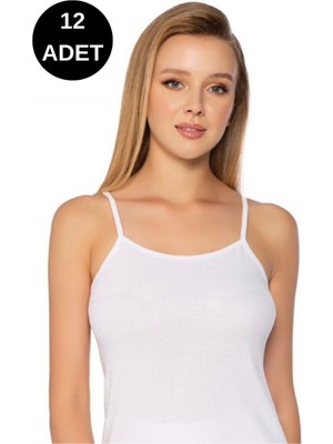 Gümüş 3008 Kadın Ip Askı Ribana Atlet 12'li Paket-Beyaz