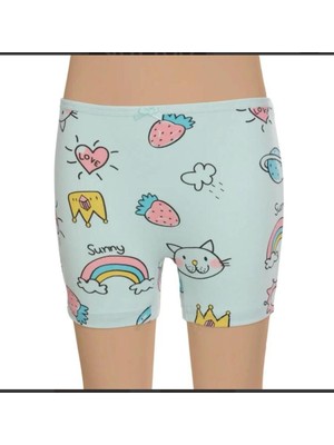Kız Çocuk Boxer Desenli 12'li Paket Karışık Desen-Gümüş 3072