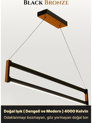 Enzo Light Orion Bronz 4000K Lineer LED Sarkıt Avize – Kumandalı Dim Edilebilir – Yukarı & Aşağı Işık