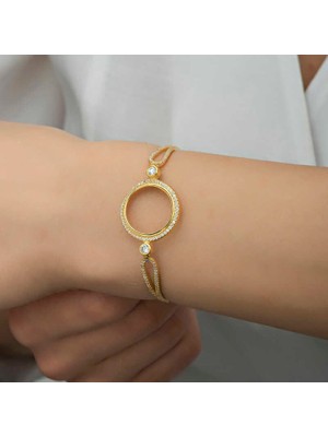 Pazarcan Gümüş Takılabilen Altın Kaplama Kadın Bileklik