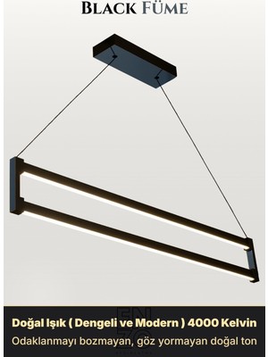 Enzo Light Orion Füme  Lineer LED Sarkıt Avize – Kumandalı Dim Edilebilir – Aşağı Işık