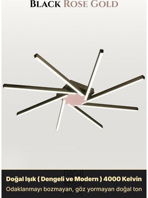 Enzo Light Zenit 8 Rose Gold 4000K LED Tavan Avize – Kumandalı Dim Edilebilir – Aşağı Işık