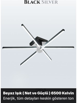 Enzo Light Nova 6 Silver 4000K LED Tavan Avize – Kumandalı Dim Edilebilir – Aşağı Işık