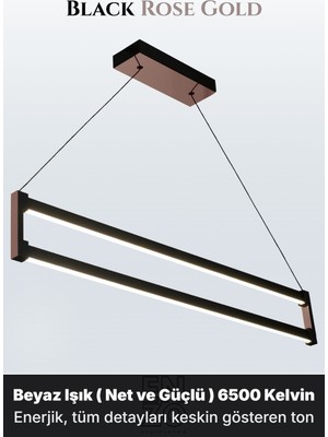 Enzo Light Orion Rose Gold 6500K Lineer LED Sarkıt Avize – Kumandalı Dim Edilebilir – Aşağı Işık