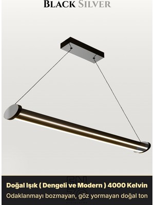 Enzo Light Mira Silver 4000K Lineer LED Sarkıt Avize – Kumandalı Dim Edilebilir – Aşağı Işık