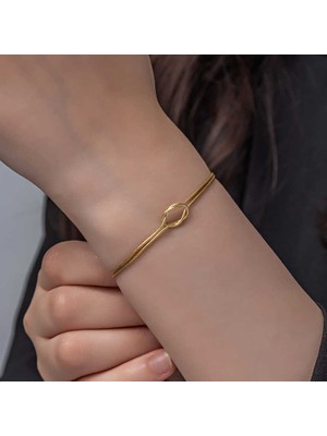 Pazarcan Gümüş Gold Aşk Düğüm Kadın Bileklik