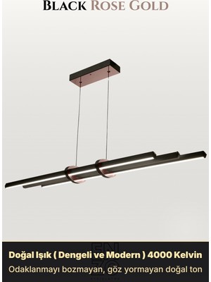 Enzo Light Cosmo Rose Gold 3000K Lineer LED Sarkıt Avize – Kumandalı Dim Edilebilir – Yukarı & Aşağı Işık