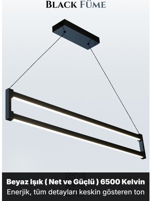Enzo Light Orion Füme 6500K Lineer LED Sarkıt Avize – Kumandalı Dim Edilebilir – Aşağı Işık