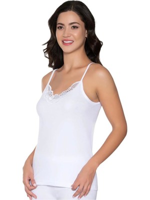 3'lü Kadın Ip Askılı Güpürlü Ribana Atlet-Gümüş 3010