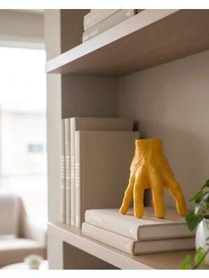 Cansa 3D Sarı El Dekoratif Biblo 17X16 cm Modern Ev Aksesuarı