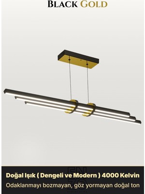 Enzo Light Cosmo Gold Beyaz Işık 6500K Lineer LED Sarkıt Avize – Kumandalı Dim Edilebilir – Aşağı Işık