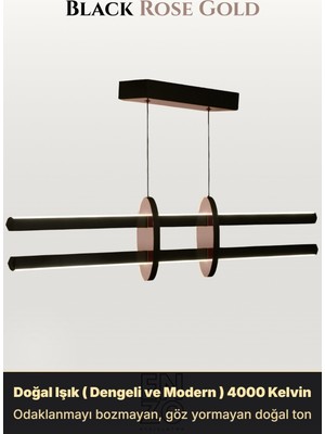 Enzo Light Halo Rose Gold 4000K Lineer LED Sarkıt Avize – Kumandalı Dim Edilebilir – Yukarı & Aşağı Işık