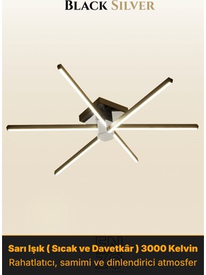 Enzo Light Nova 6 Silver 4000K LED Tavan Avize – Kumandalı Dim Edilebilir – Aşağı Işık