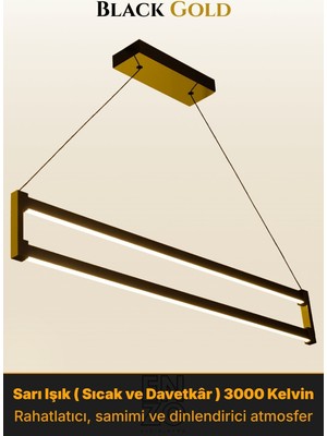 Enzo Light Orion Gold 3000K Lineer LED Sarkıt Avize – Kumandalı Dim Edilebilir – Aşağı Işık