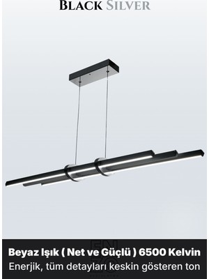 Enzo Light Cosmo Silver 6500K Lineer LED Sarkıt Avize – Kumandalı Dim Edilebilir – Yukarı & Aşağı Işık